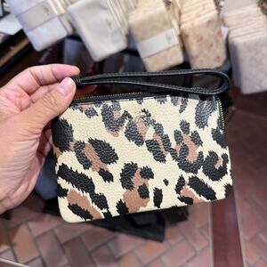 Coach Corner Zip Wristlet Leopard Print CCJ74, pebbled leather/Gold/Leopard Mul